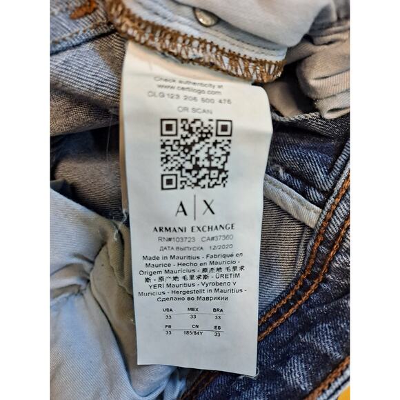 Armani Exchange Skinny Slightly Distressed Jeans Size 33 - Picture 5 of 8